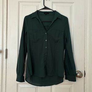 Hunter Green 3/4 Sleeve Button-up Top — mine, S